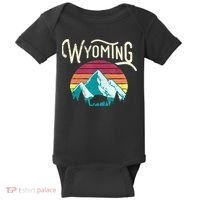 Retro Wyoming, WY Mountains State Wildlife Gift Baby Bodysuit thumb 0
