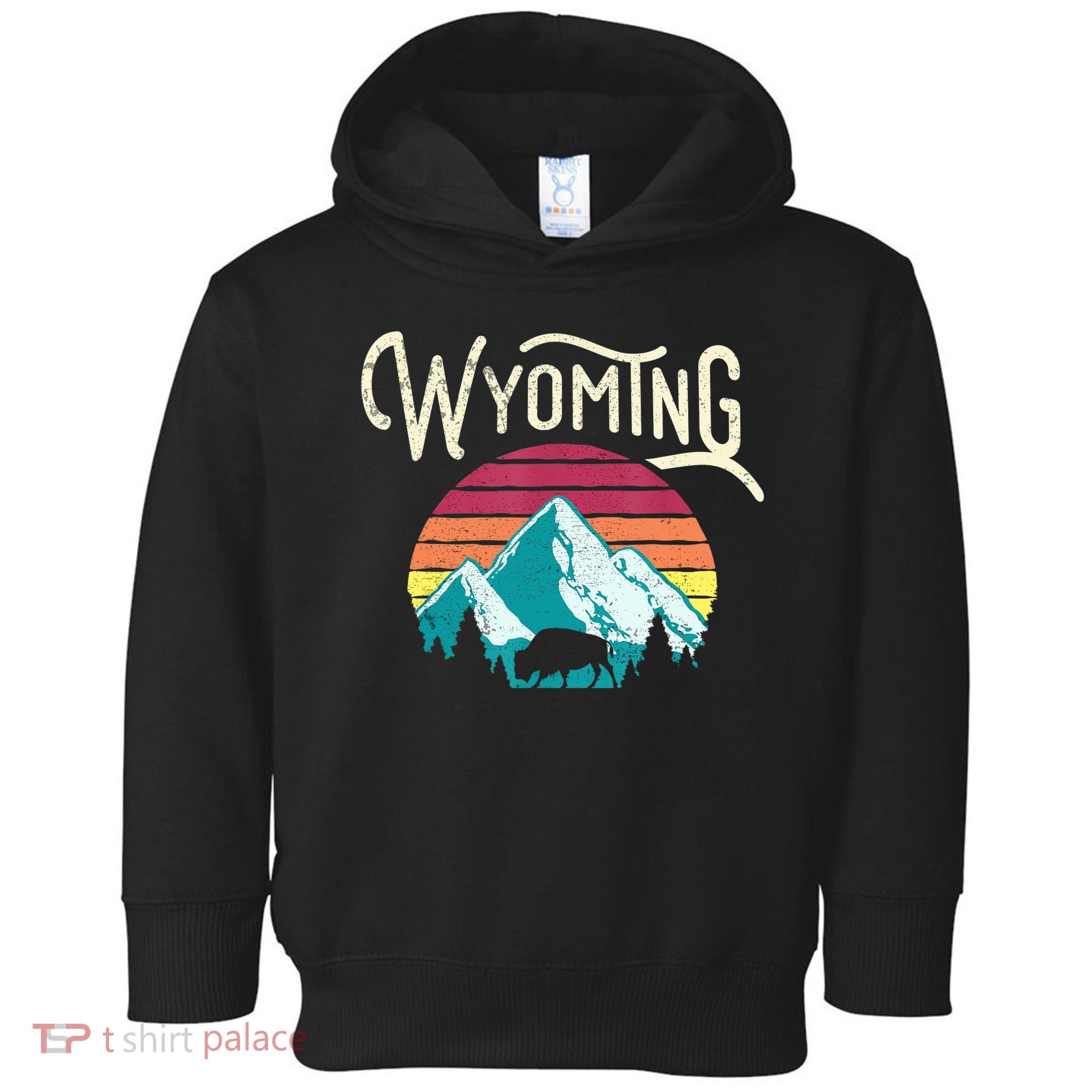 Retro Wyoming, WY Mountains State Wildlife Gift Toddler Hoodie