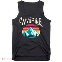 Retro Wyoming, WY Mountains State Wildlife Gift Tank Top thumb 0