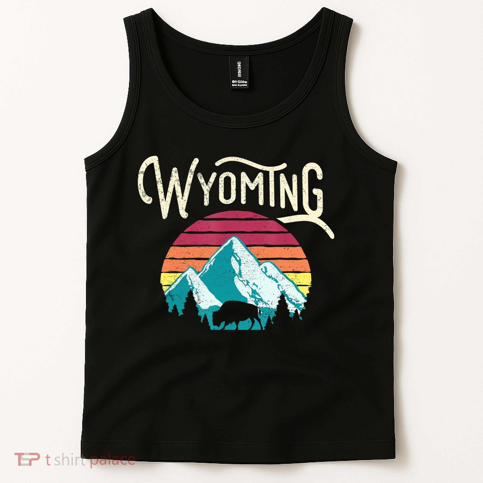 Retro Wyoming, WY Mountains State Wildlife Gift Tank Top