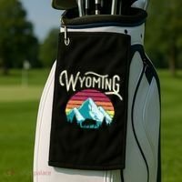 Retro Wyoming, WY Mountains State Wildlife Gift Golf Towel thumb 2
