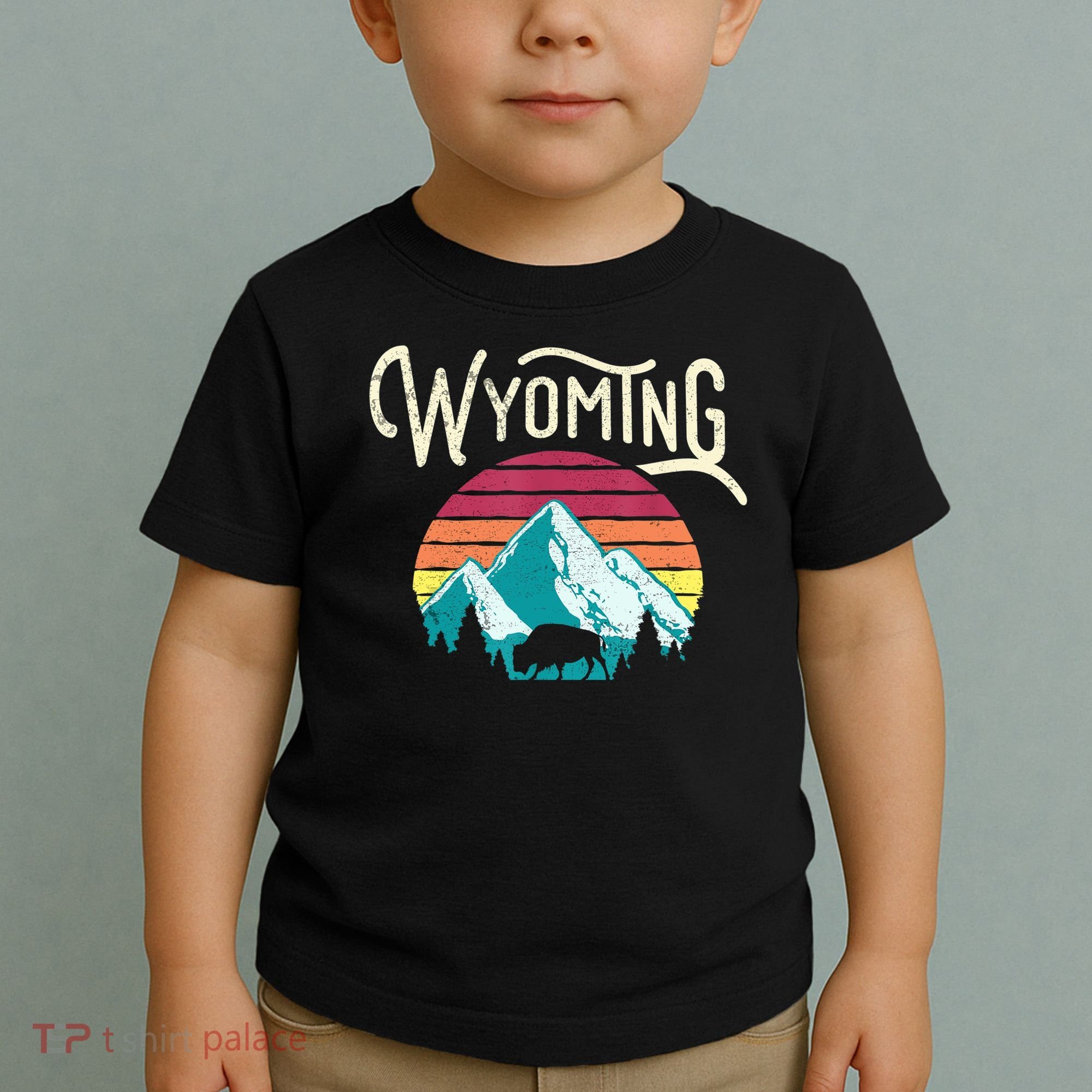 Retro Wyoming, WY Mountains State Wildlife Gift Toddler T-Shirt