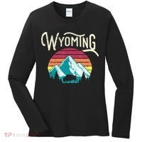 Retro Wyoming, WY Mountains State Wildlife Gift Women's Long Sleeve Shirt thumb 0