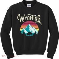 Retro Wyoming, WY Mountains State Wildlife Gift Kids Sweatshirt thumb 0