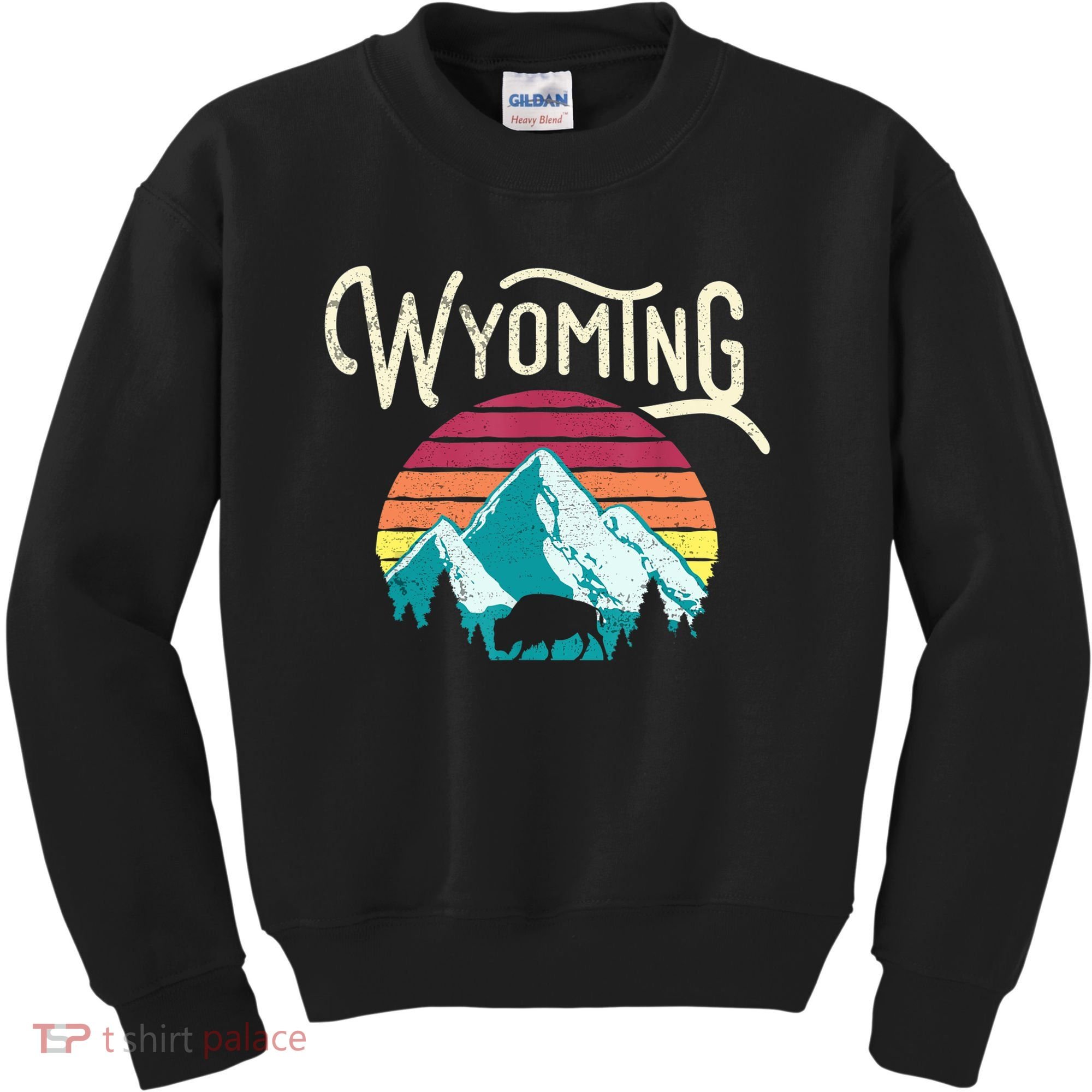 Retro Wyoming, WY Mountains State Wildlife Gift Kids Sweatshirt