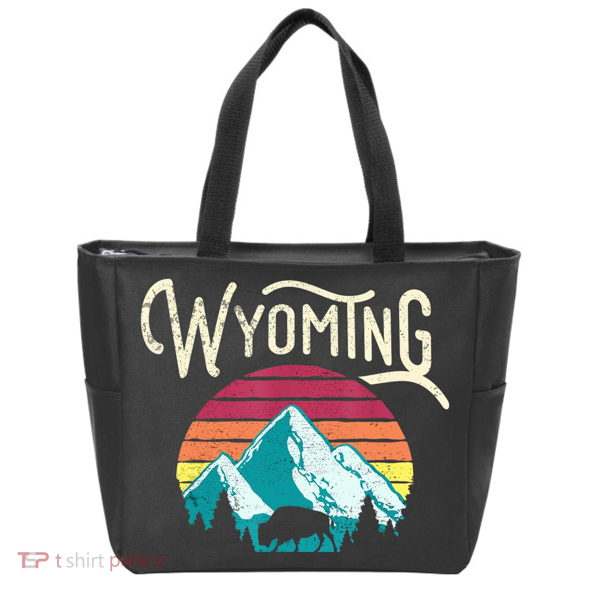 Retro Wyoming, WY Mountains State Wildlife Gift Tote Bag