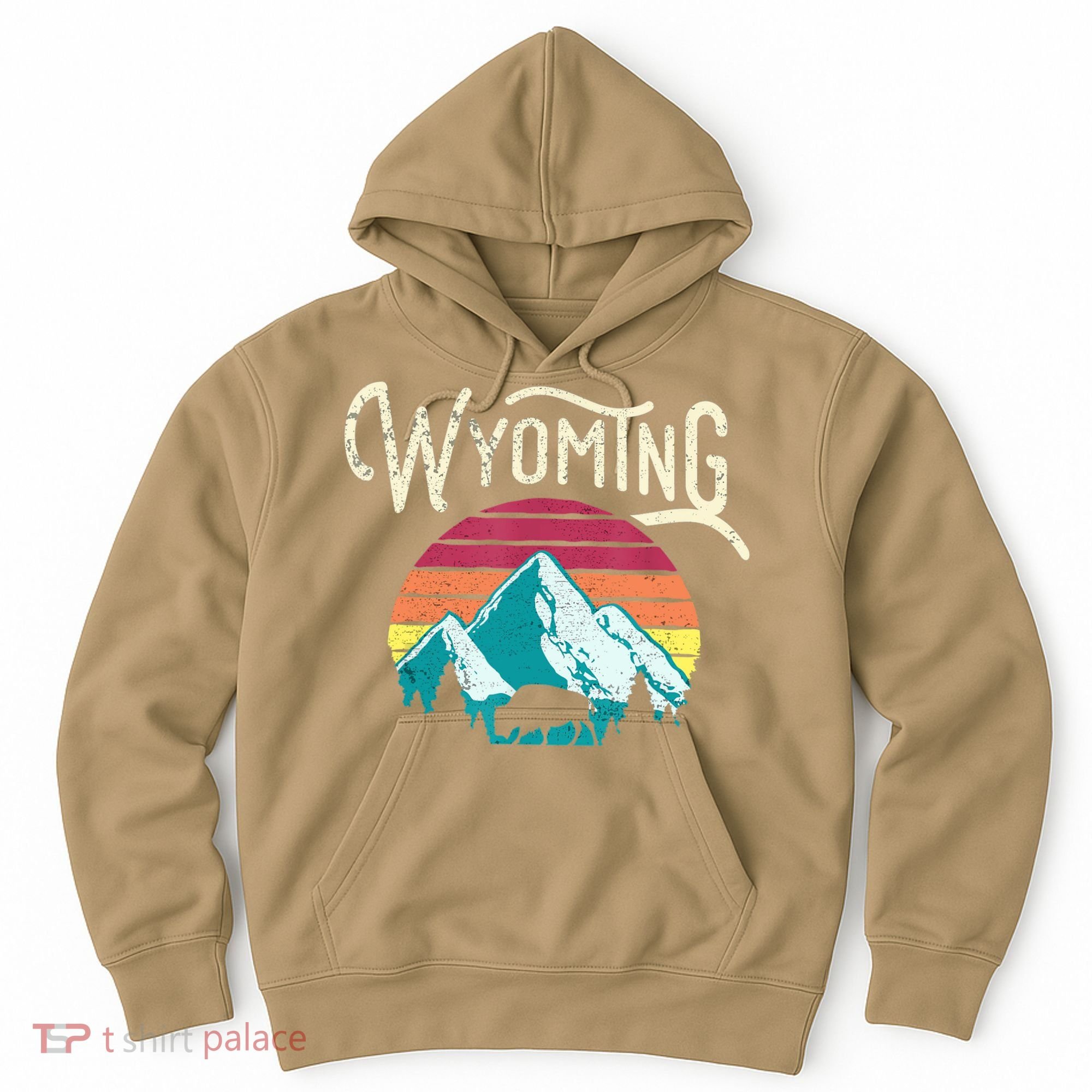 Retro Wyoming, WY Mountains State Wildlife Gift Hoodie