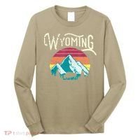 Retro Wyoming, WY Mountains State Wildlife Gift Long Sleeve Shirt thumb 0