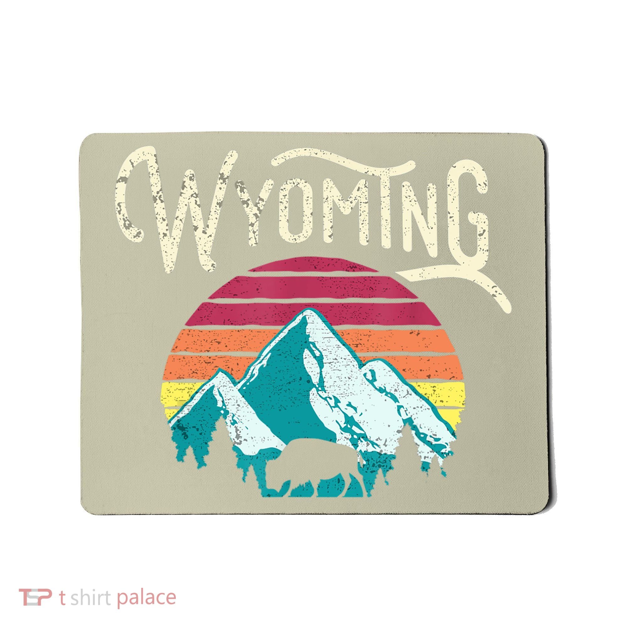 Retro Wyoming, WY Mountains State Wildlife Gift Mousepad
