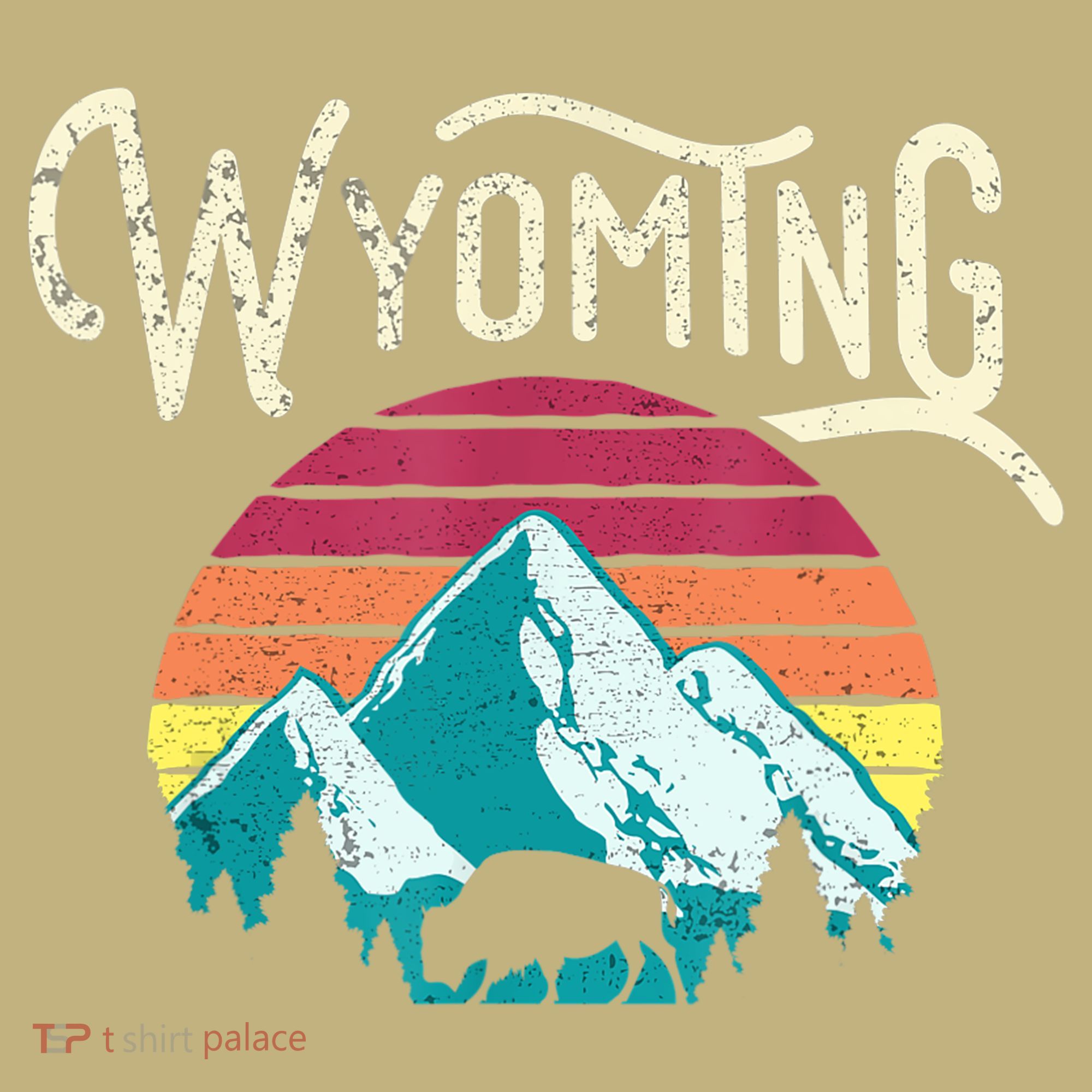 Retro Wyoming, WY Mountains State Wildlife Gift Mousepad