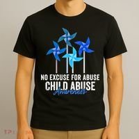 Rainbow We Wear Blue Child Abuse Prevention Month Awareness T-Shirt thumb 3