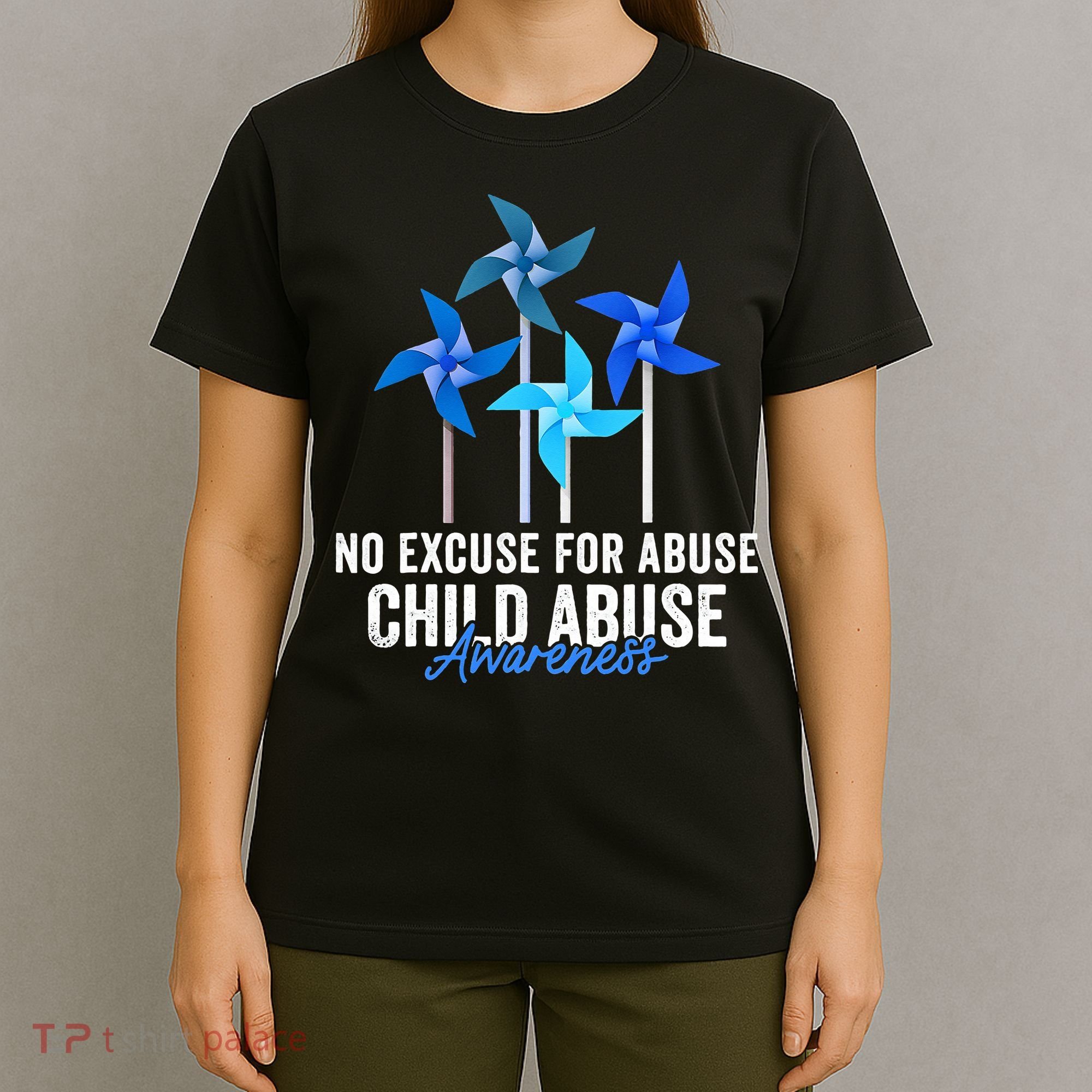 Rainbow We Wear Blue Child Abuse Prevention Month Awareness T-Shirt