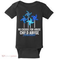 Rainbow We Wear Blue Child Abuse Prevention Month Awareness Baby Bodysuit thumb 0
