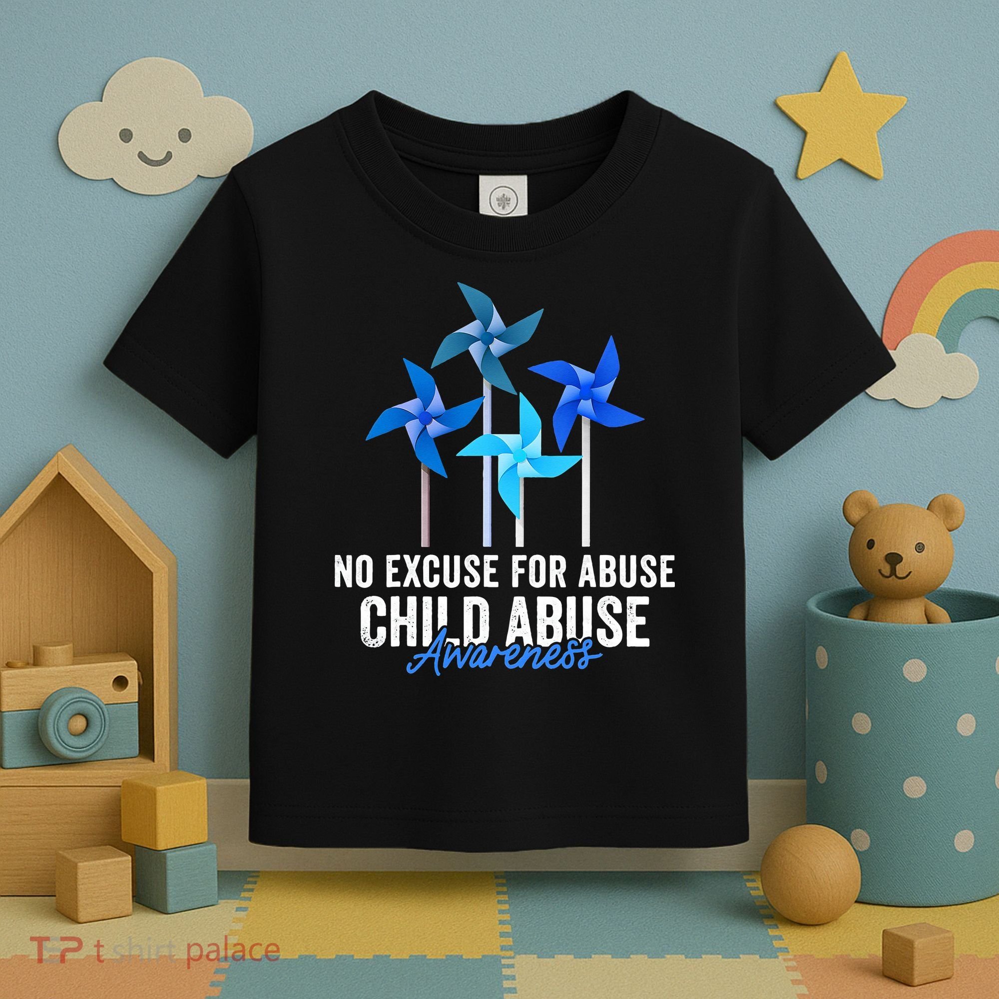 Rainbow We Wear Blue Child Abuse Prevention Month Awareness Toddler T-Shirt