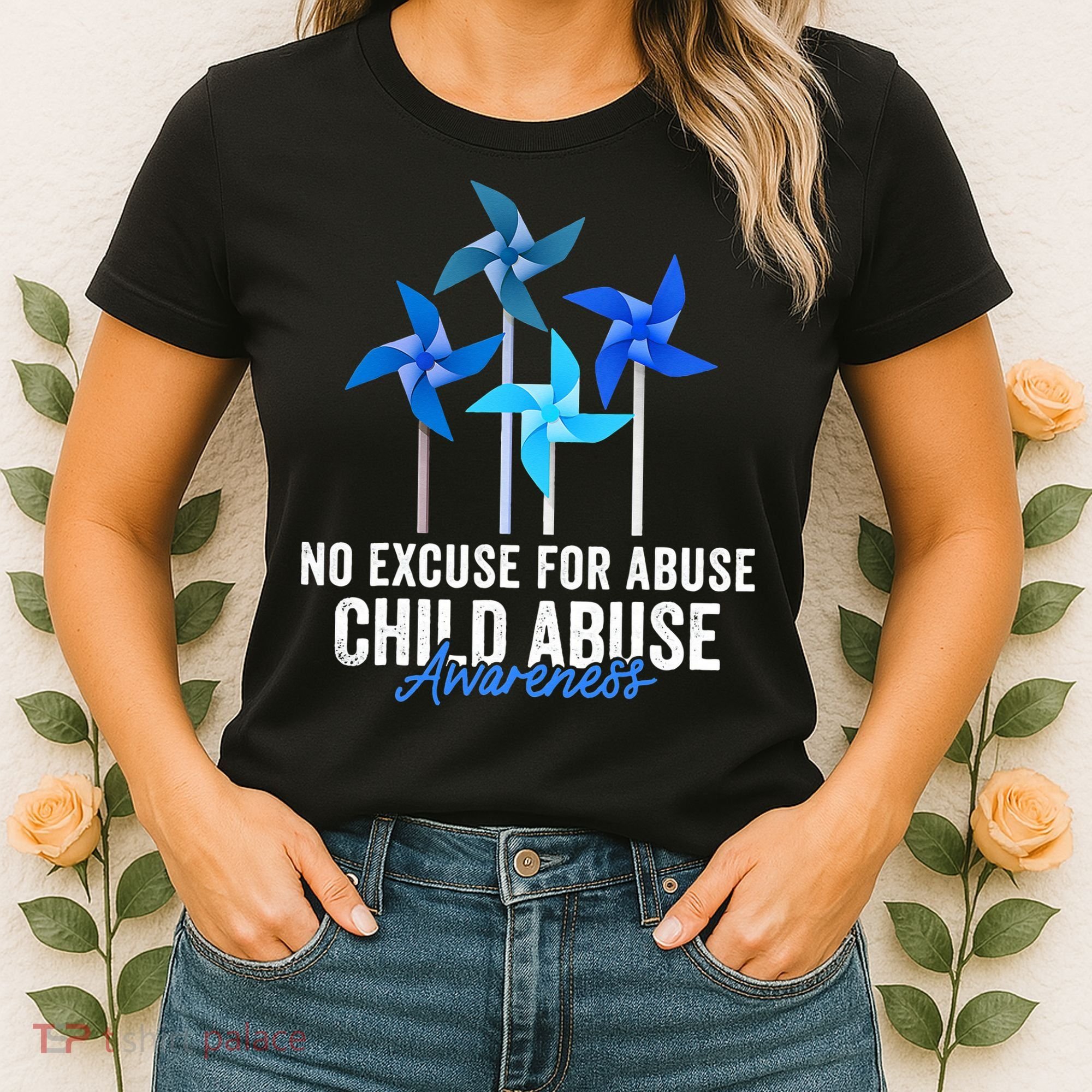 Rainbow We Wear Blue Child Abuse Prevention Month Awareness Women's T-Shirt