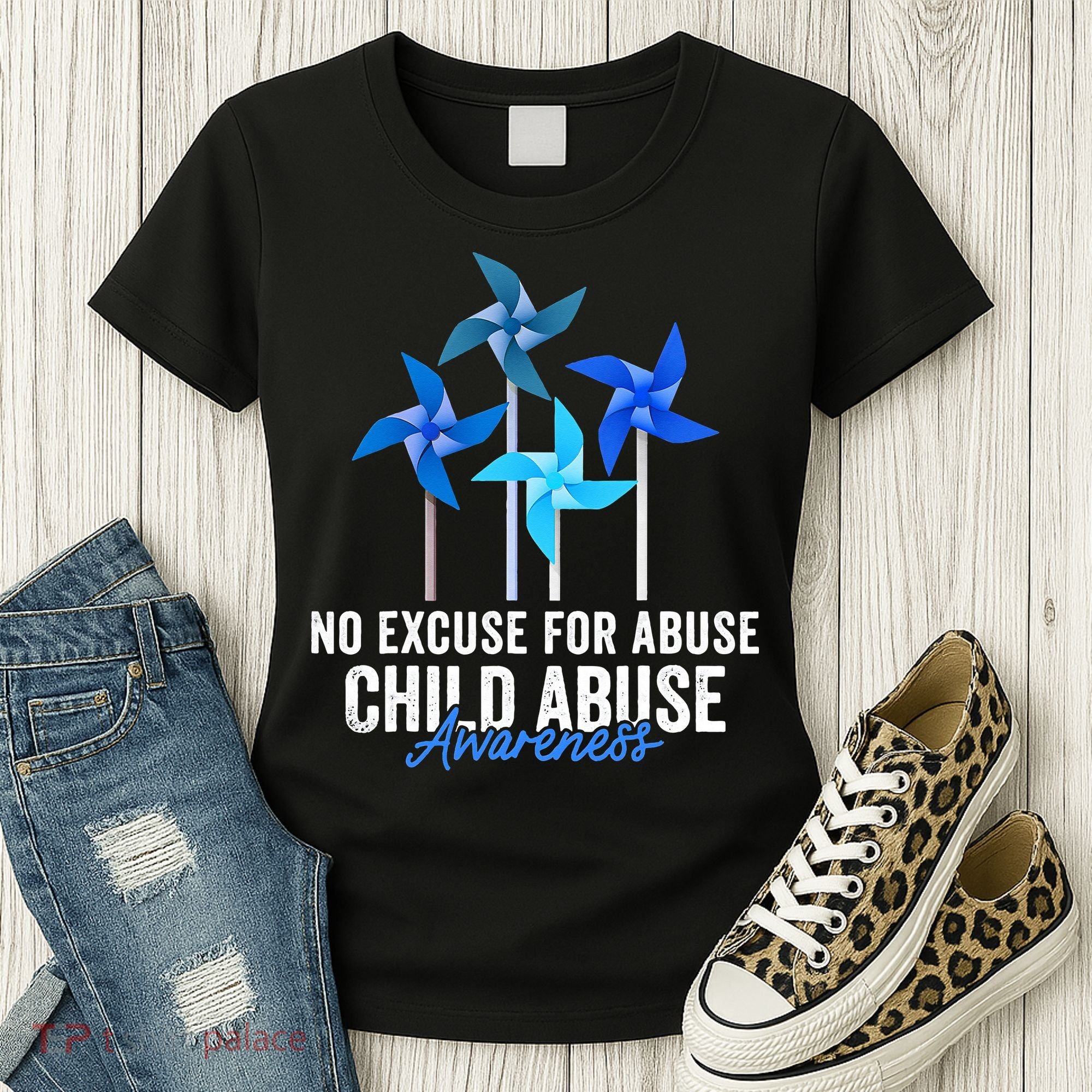 Rainbow We Wear Blue Child Abuse Prevention Month Awareness Women's T-Shirt