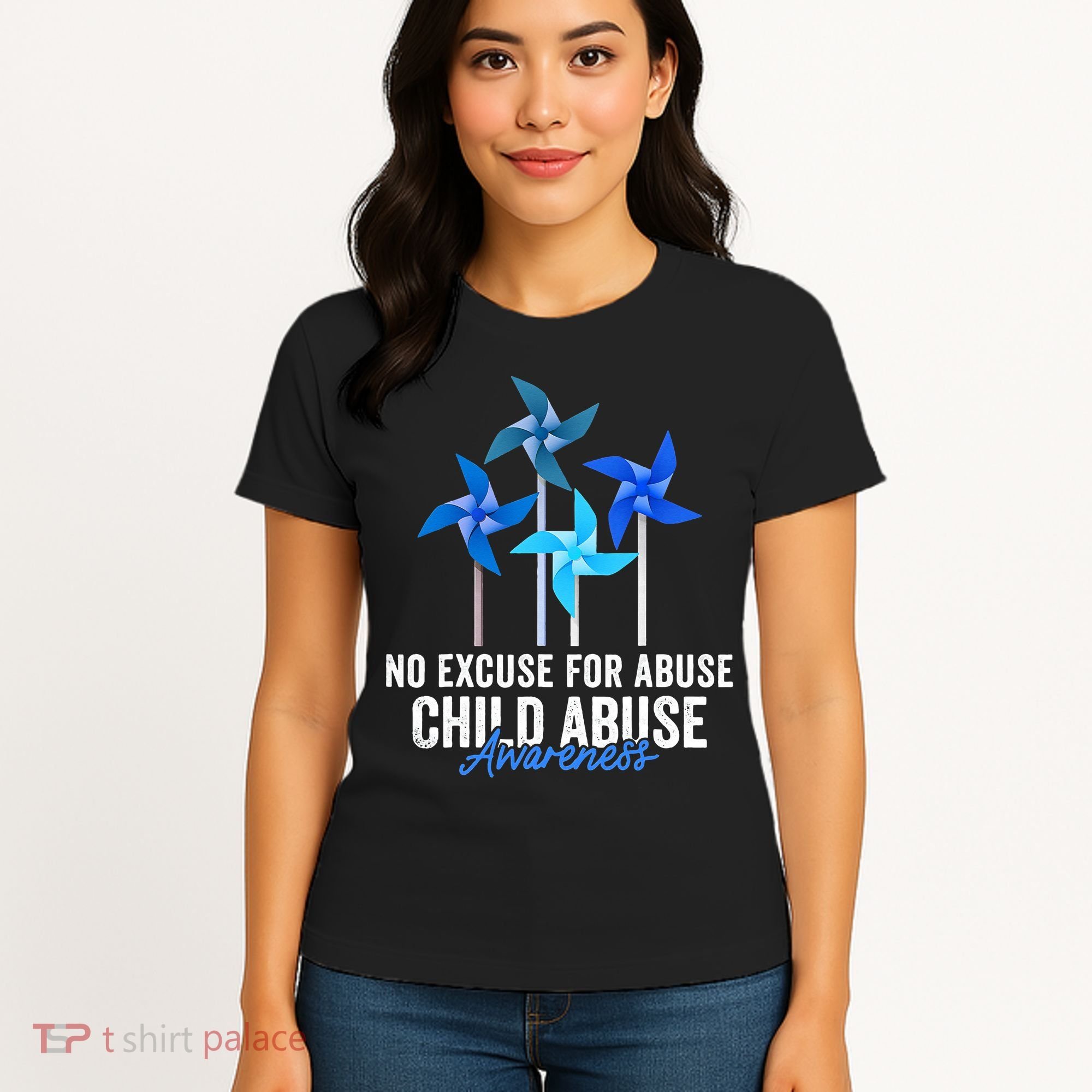 Rainbow We Wear Blue Child Abuse Prevention Month Awareness Women's T-Shirt
