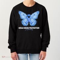 Rainbow We Wear Blue Child Abuse Prevention Month Awareness Women's Sweatshirt thumb 0