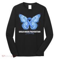 Rainbow We Wear Blue Child Abuse Prevention Month Awareness Long Sleeve Shirt thumb 0
