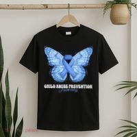 Rainbow We Wear Blue Child Abuse Prevention Month Awareness T-Shirt thumb 2