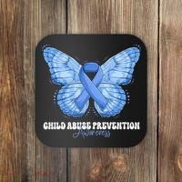 Rainbow We Wear Blue Child Abuse Prevention Month Awareness Coaster thumb 0