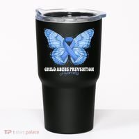 Rainbow We Wear Blue Child Abuse Prevention Month Awareness Tumbler thumb 0