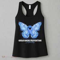 Rainbow We Wear Blue Child Abuse Prevention Month Awareness Women's Tank Top thumb 3