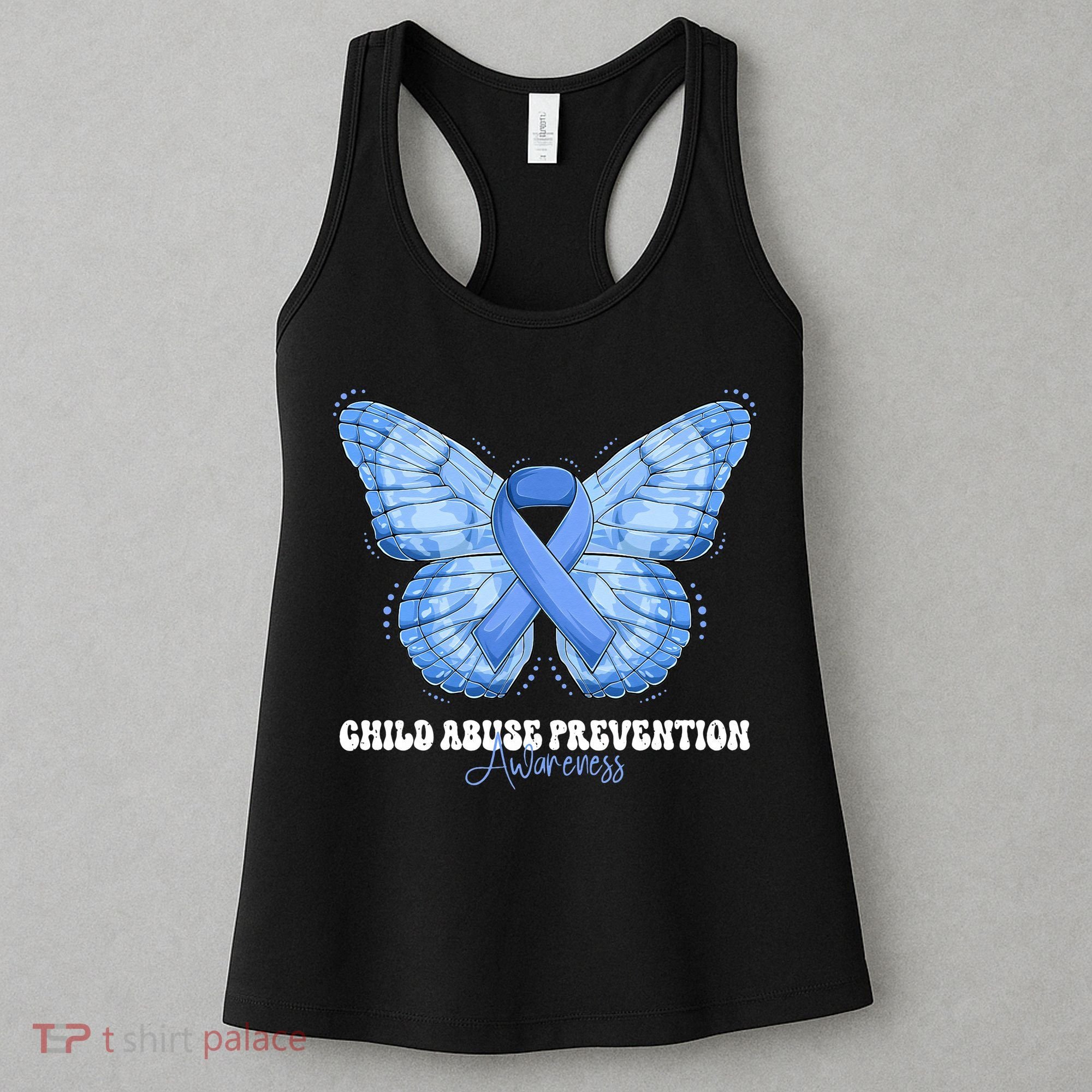 Rainbow We Wear Blue Child Abuse Prevention Month Awareness Women's Tank Top