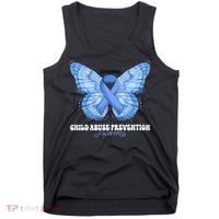 Rainbow We Wear Blue Child Abuse Prevention Month Awareness Tank Top thumb 0