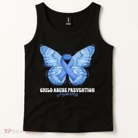 Rainbow We Wear Blue Child Abuse Prevention Month Awareness Tank Top thumb 2