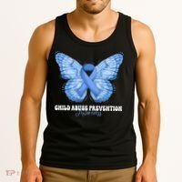 Rainbow We Wear Blue Child Abuse Prevention Month Awareness Tank Top thumb 3