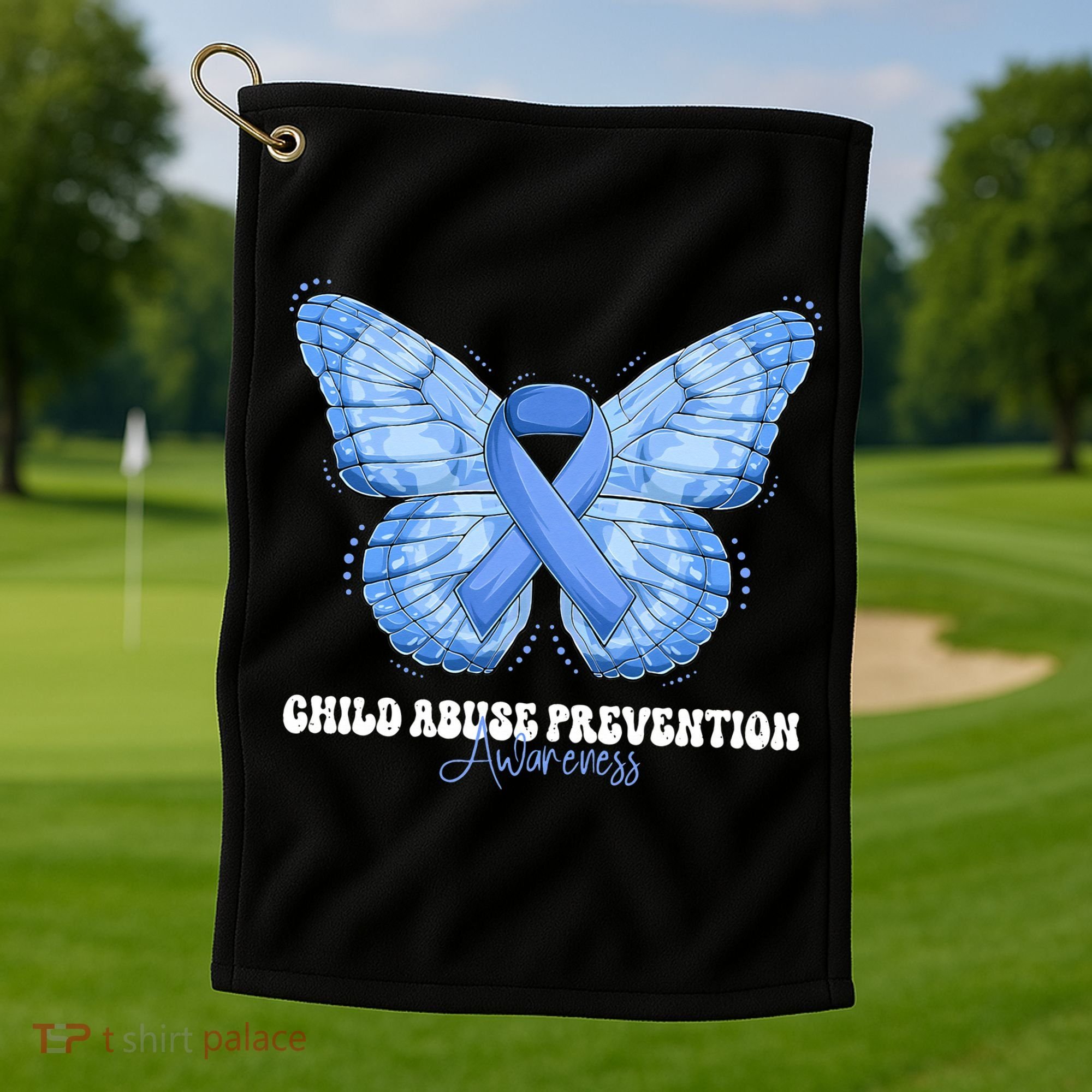 Rainbow We Wear Blue Child Abuse Prevention Month Awareness Golf Towel