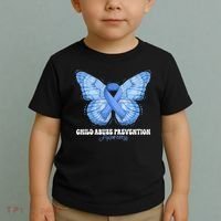 Rainbow We Wear Blue Child Abuse Prevention Month Awareness Toddler T-Shirt thumb 2