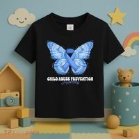 Rainbow We Wear Blue Child Abuse Prevention Month Awareness Toddler T-Shirt thumb 3