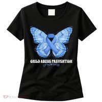 Rainbow We Wear Blue Child Abuse Prevention Month Awareness Women's T-Shirt thumb 0