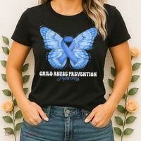 Rainbow We Wear Blue Child Abuse Prevention Month Awareness Women's T-Shirt thumb 2