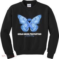 Rainbow We Wear Blue Child Abuse Prevention Month Awareness Kids Sweatshirt thumb 0