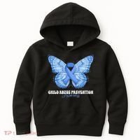 Rainbow We Wear Blue Child Abuse Prevention Month Awareness Kids Hoodie thumb 0