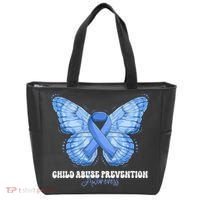 Rainbow We Wear Blue Child Abuse Prevention Month Awareness Tote Bag thumb 0
