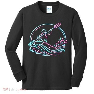 River White Water Rafting Rafter Kids Long Sleeve Shirt