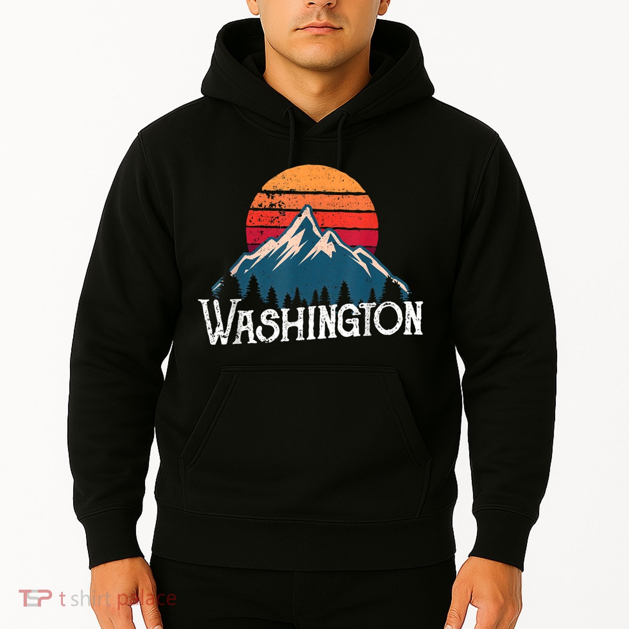 Retro Washington Wn Mountains State Outdoor Hoodie