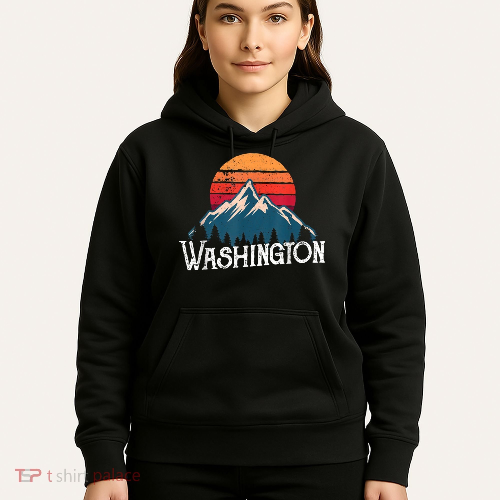 Retro Washington Wn Mountains State Outdoor Hoodie