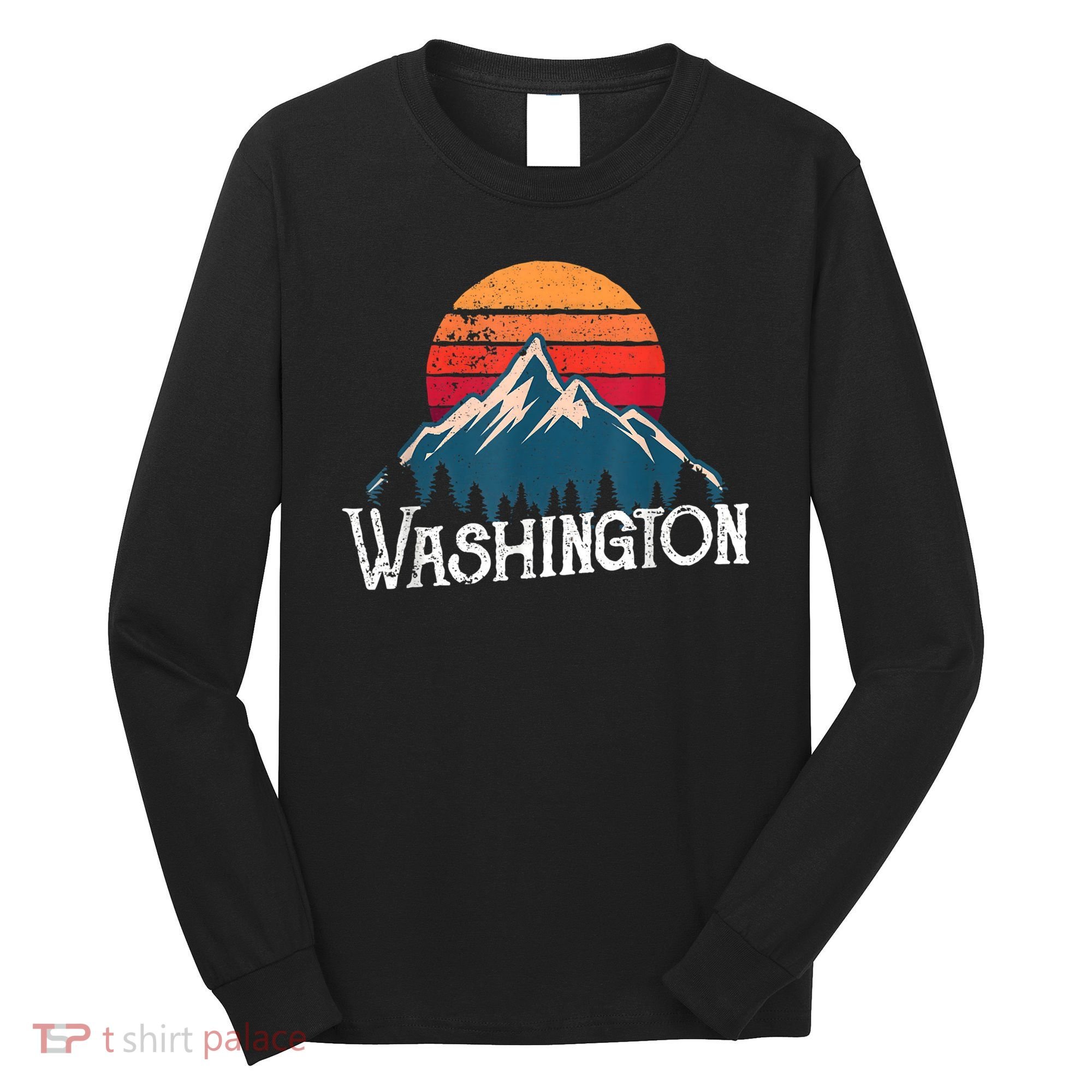 Retro Washington Wn Mountains State Outdoor Long Sleeve Shirt