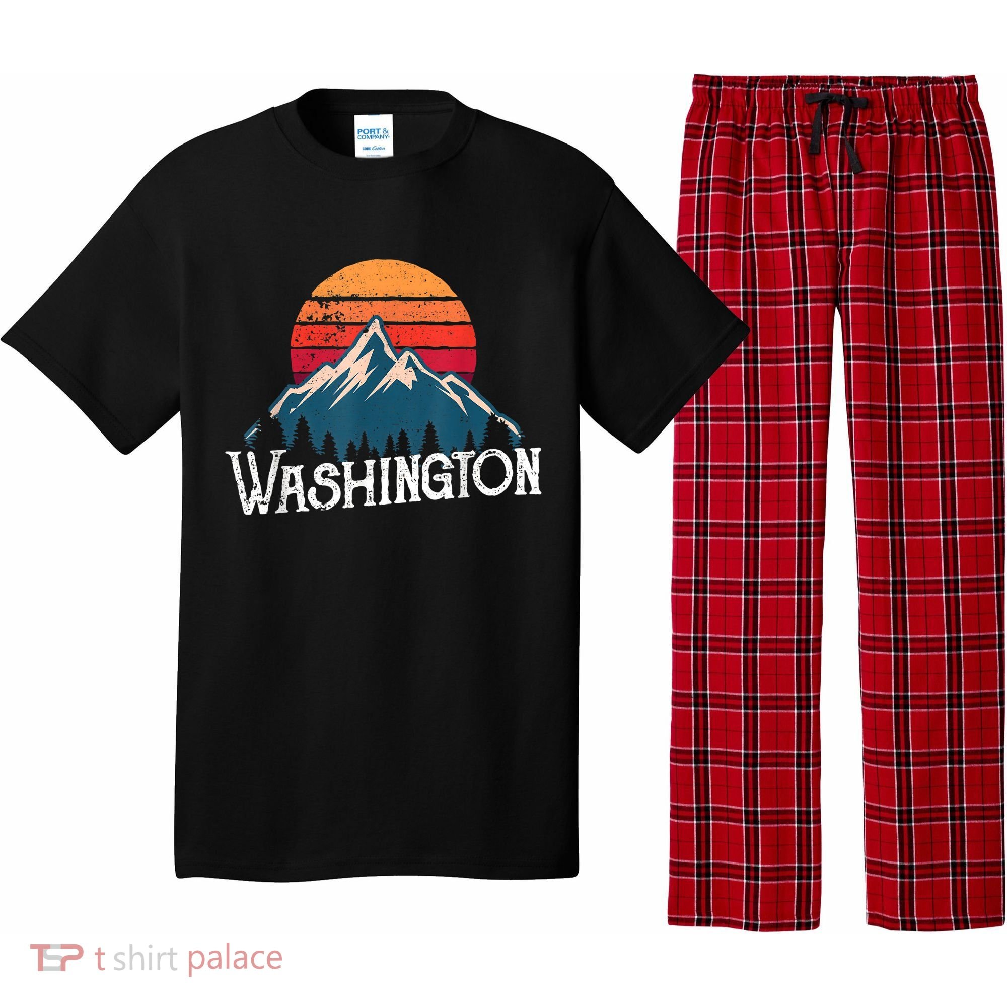 Retro Washington Wn Mountains State Outdoor Pajama Set