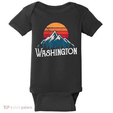 Retro Washington Wn Mountains State Outdoor Baby Bodysuit