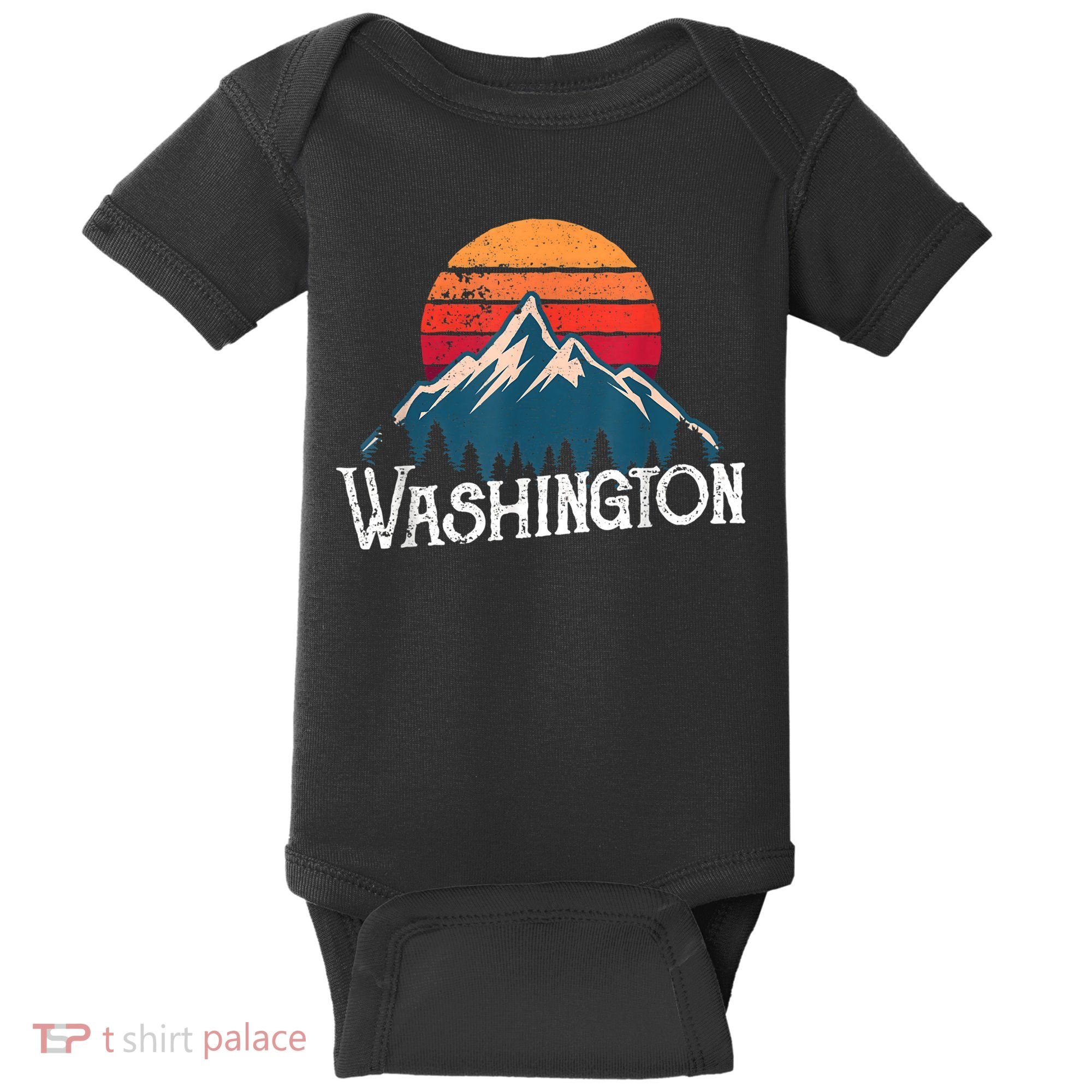 Retro Washington Wn Mountains State Outdoor Baby Bodysuit