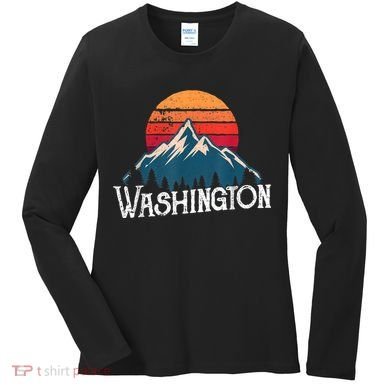 Retro Washington Wn Mountains State Outdoor Women's Long Sleeve Shirt