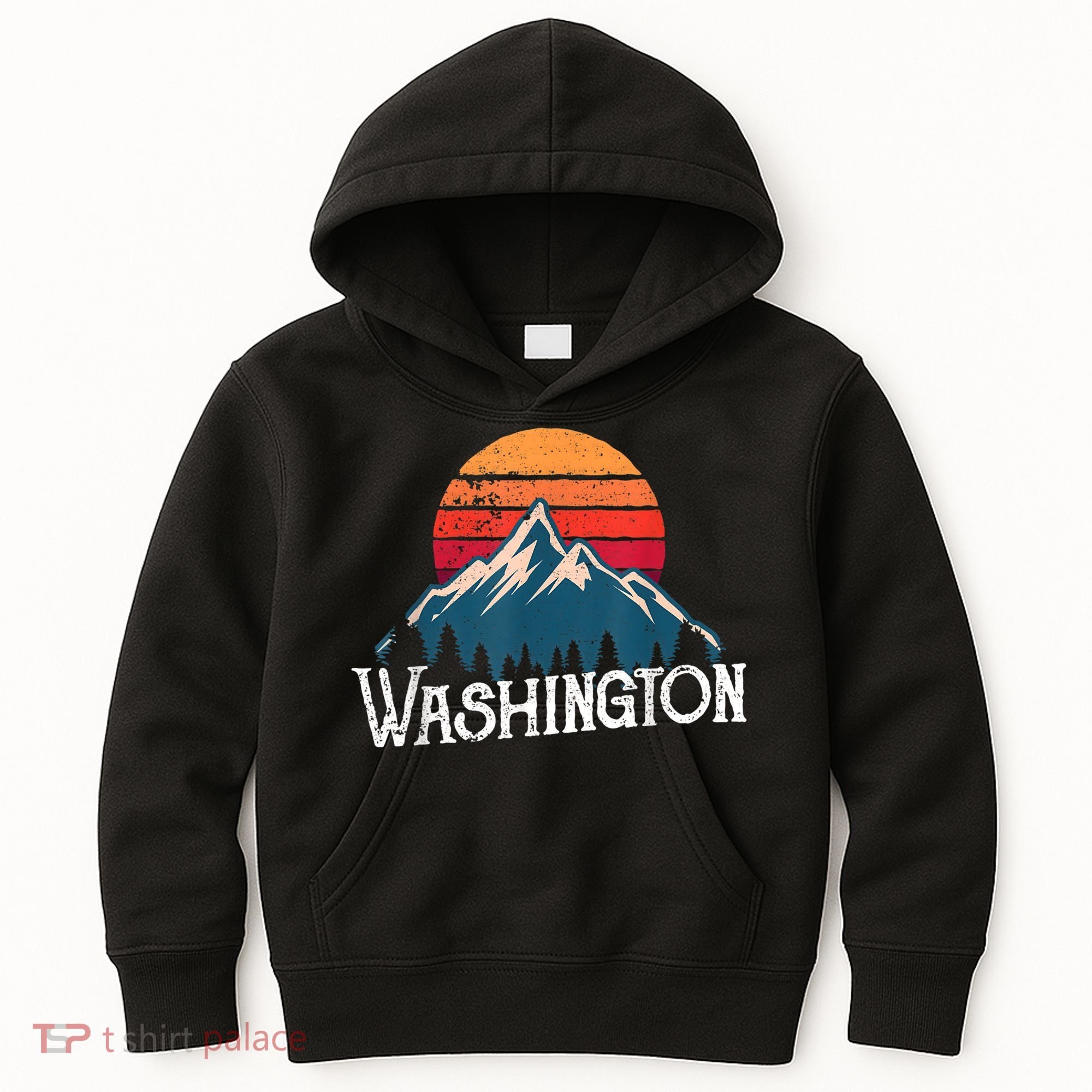 Retro Washington Wn Mountains State Outdoor Kids Hoodie