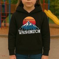 Retro Washington Wn Mountains State Outdoor Kids Hoodie thumb 3