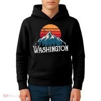 Retro Washington Wn Mountains State Outdoor Kids Hoodie thumb 4